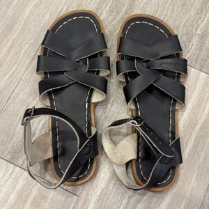 Salt Water Sandals Original Black Leather Sandals Size 6